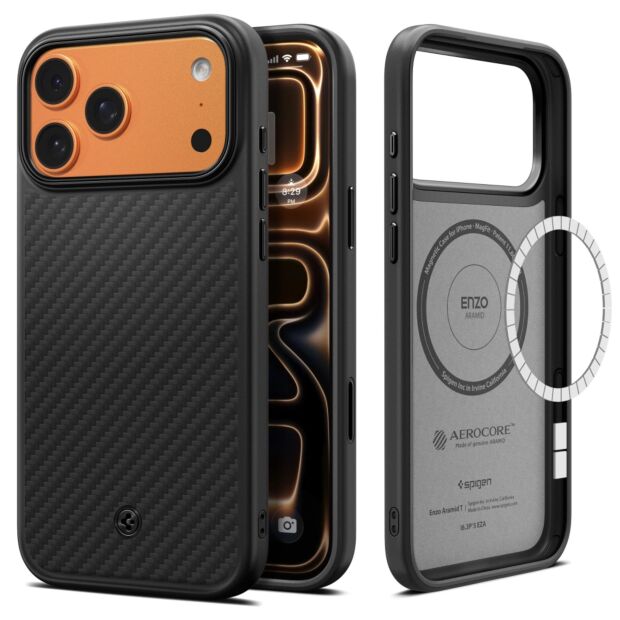 Чохол Spigen Enzo Aramid T MagFit до iPhone 17 Pro Max Black Black (ACS09906)