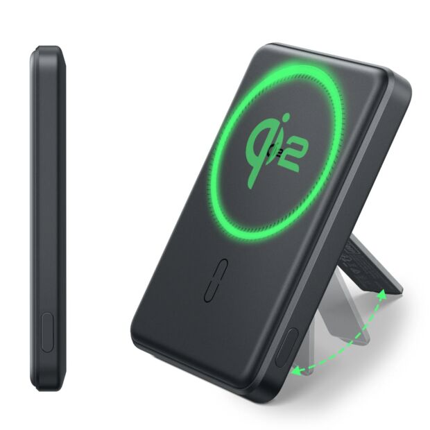 Магнітна батарея з підставкою ESR Qi2 15W MagSlim Kickstand Power Bank 5000mAh Black (2G5220261)