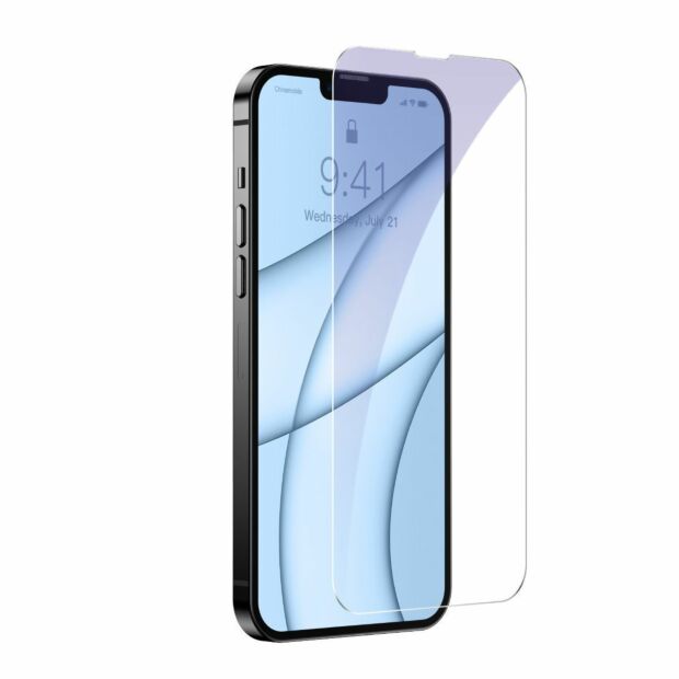 Захисне скло Baseus 0.3 mm FG Anti-blue Light (2шт.+уст.рамка) для iPhone 13 Mini Clear (SGBL020302)