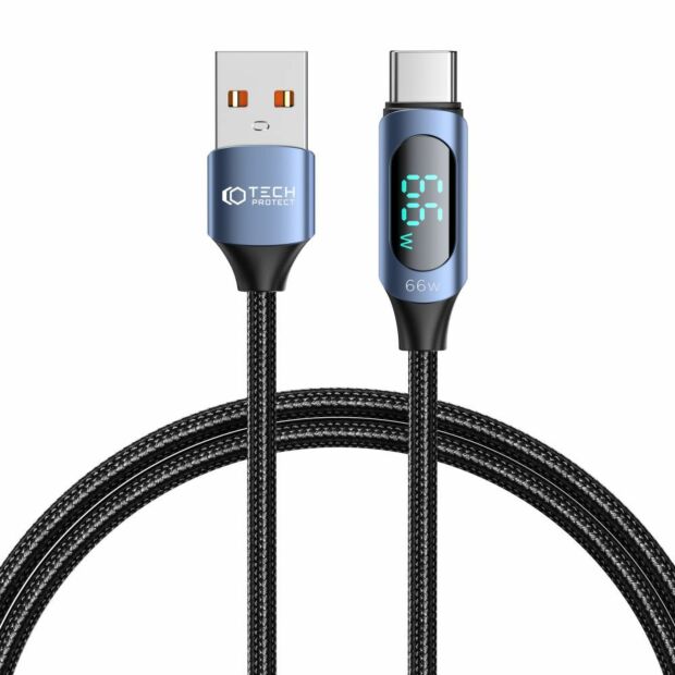 Дата-кабель Tech-Protect Ultraboost LED USB to Type-C Cable PD66W/6A 1m Blue
