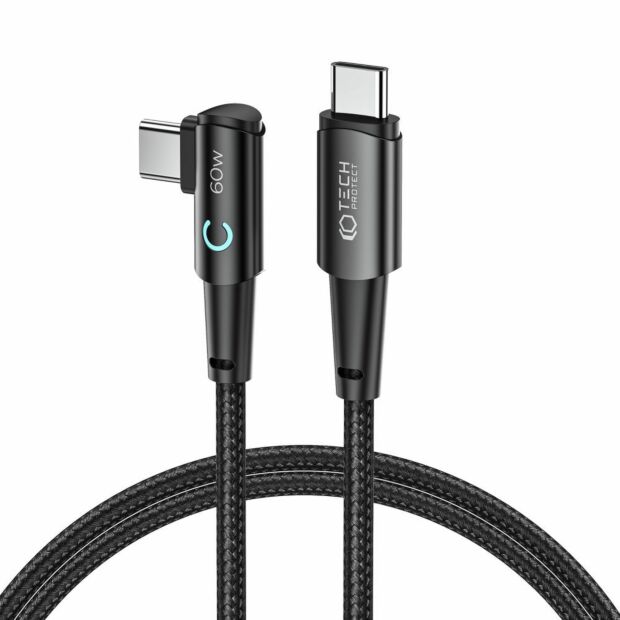 Дата-кабель Tech-Protect Ultraboost "L" Type-C to Type-C Cable PD60W/6A 1m Grey/Black