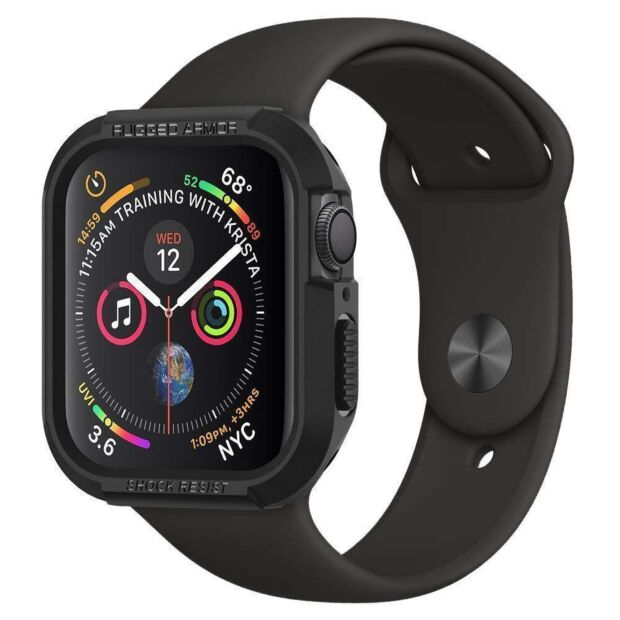 Чохол Spigen Rugged Armor для Apple Watch 4/5/6/SE/7/8/9 44/45mm Black (062CS24469)