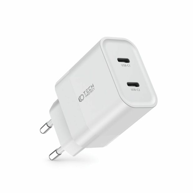Мережевий зарядний пристрій-адаптер Tech-Protect C20W 2-port Network Charger PD20W White (9319456607093)