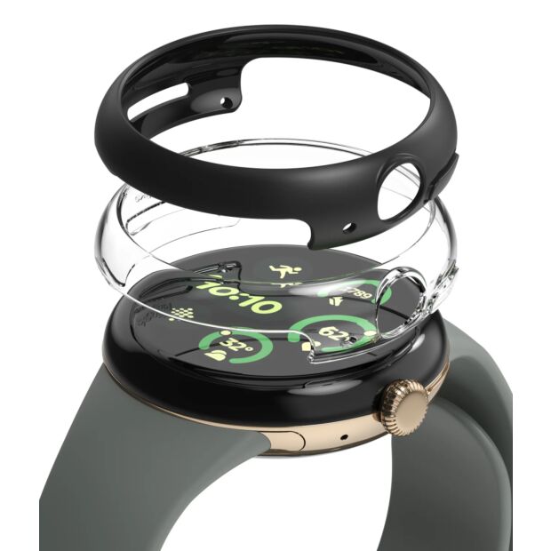 Чехол Ringke Slim Clear + Matte Black 2-pack для Google Pixel Watch 3 45mm (S938001RS)