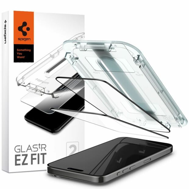 Захисне скло Spigen Glas.tR EZ FIT Full Cover 2-Pack до iPhone 15 Pro Black (AGL06893)