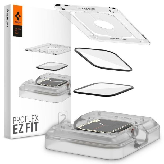 Гибридное стекло Spigen Pro Flex EZ Fit 2-Pack для Apple Watch 7/8/9 45mm (AFL04051)
