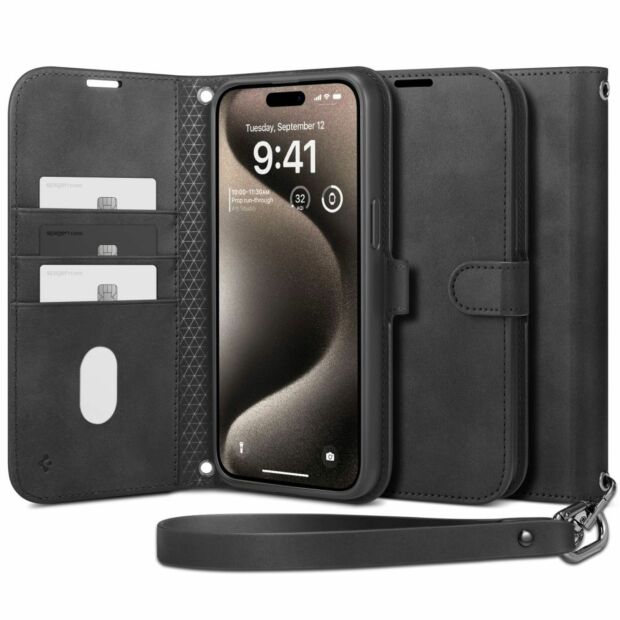 Чохол-книжка Spigen Wallet S Pro до iPhone 15 Pro Black (ACS06740)
