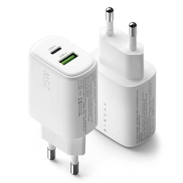 Мережевий зарядний пристрій Ringke 25W GaN 2-Port Fast Charging White (AP105101RS)
