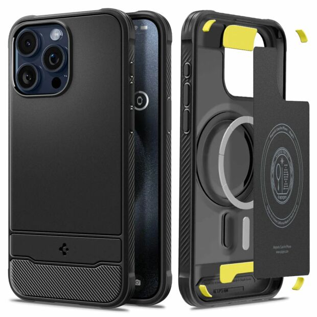 Чохол Spigen Rugged Armor MagFit до iPhone 15 Pro Matte Black (ACS06703)