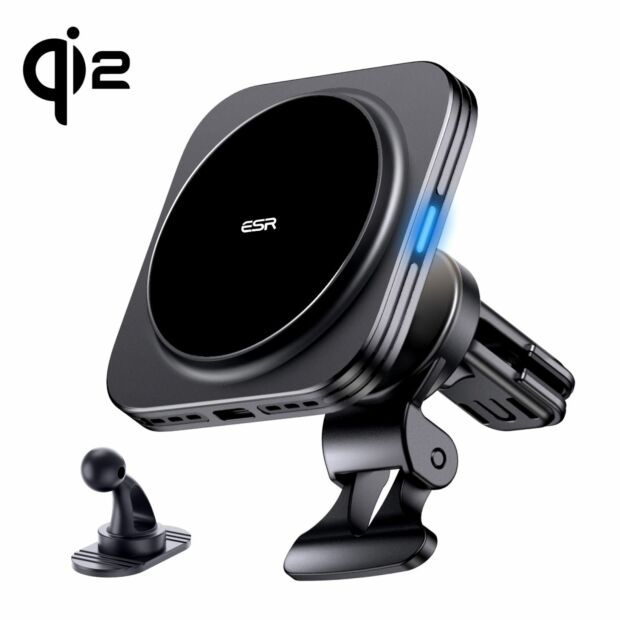 Магнитный автодержатель ESR Qi2 Magnetic Wireless Car Charger 15W (Halolock) Black (3C07200210302)