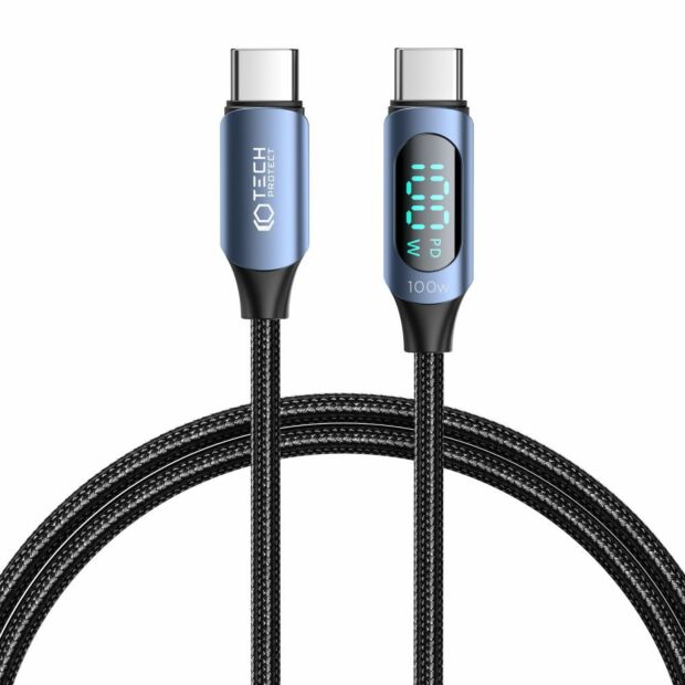 Дата-кабель Tech-Protect Ultraboost LED Type-C to Type-C Cable PD100W/5A 1m Blue
