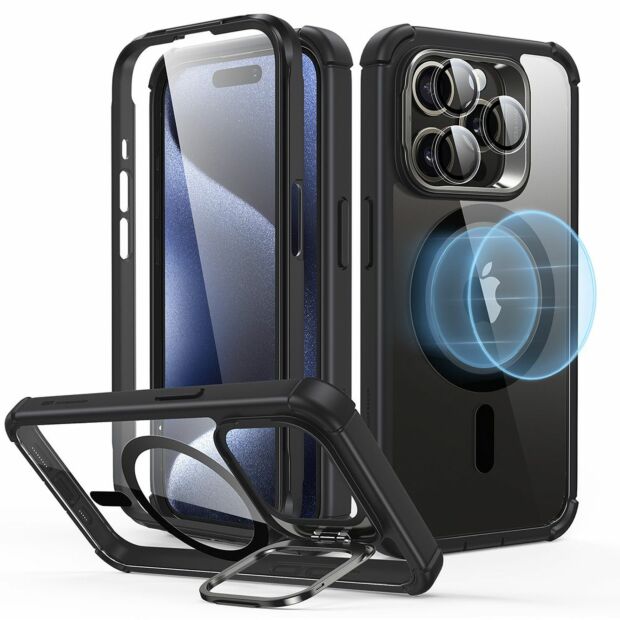 Чехол ESR Armor Tough with Stash Stand (Halolock) для iPhone 15 Pro Clear Black (1A6780102)