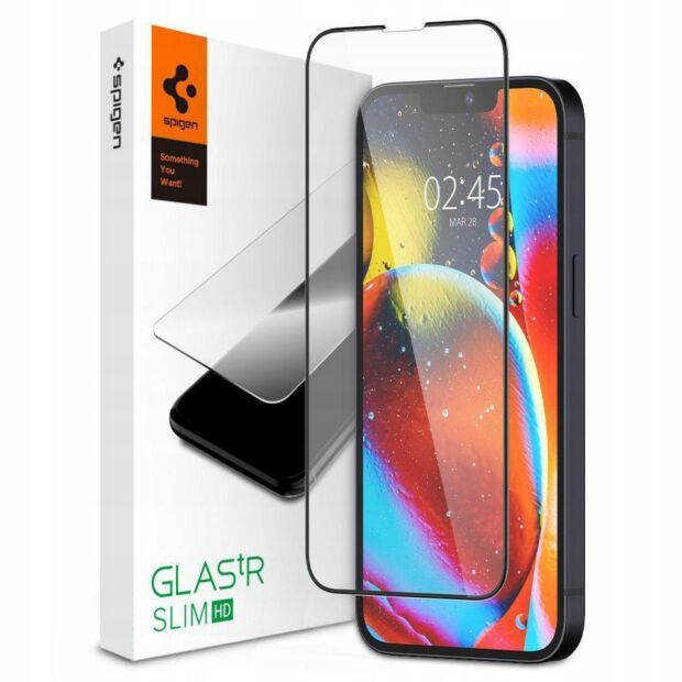 Защитное стекло Spigen Glas.tR Slim Full Cover для iPhone 13 / 13 Pro / 14 Black (AGL03392)