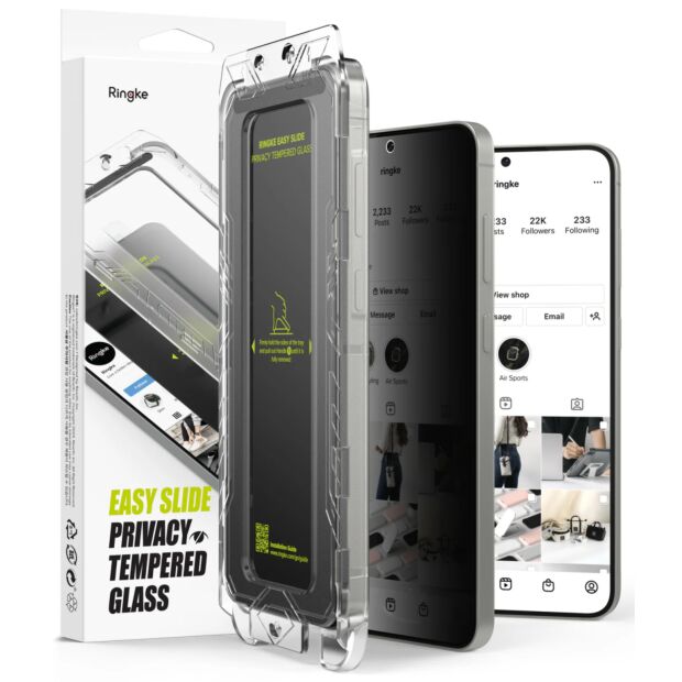 Защитное стекло Ringke Easy Slide Privacy Tempered Glass 2-Pack для Samsung Galaxy S24/S25 Black (G4as1000)