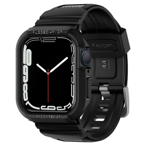 Чохол з ремінцем Spigen Rugged Armor Pro для Apple Watch 4/5/6/SE/7/8/9 44/45mm Black (062CS25324)