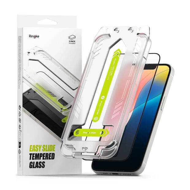 Защитное стекло Ringke Easy Slide Tempered Glass 2-Pack для iPhone 17e/16e/14/13 Pro/13 Black (G4as1036)