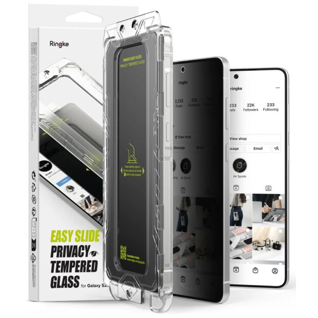 Защитное стекло Ringke Easy Slide Privacy Tempered Glass 2-Pack для Samsung Galaxy S25 Edge Black (G4as1073)