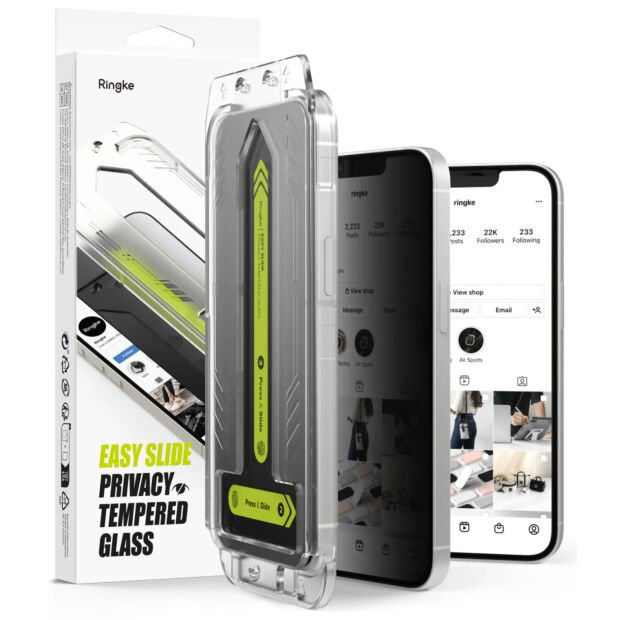 Захисне скло Ringke Easy Slide Privacy Tempered Glass 2-Pack до iPhone 16e/14/13 Pro/13 Black (G4as1037)
