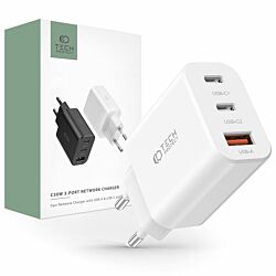 Мережевий зарядний пристрій-адаптер Tech-Protect C30W 3-port Network Charger PD30W /QC3.0 White (9490713935262)