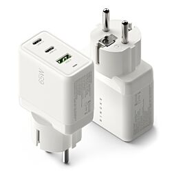 Мережевий зарядний пристрій Ringke 65W GaN 3-Port Ground Fast Charging White (AP1062RS)