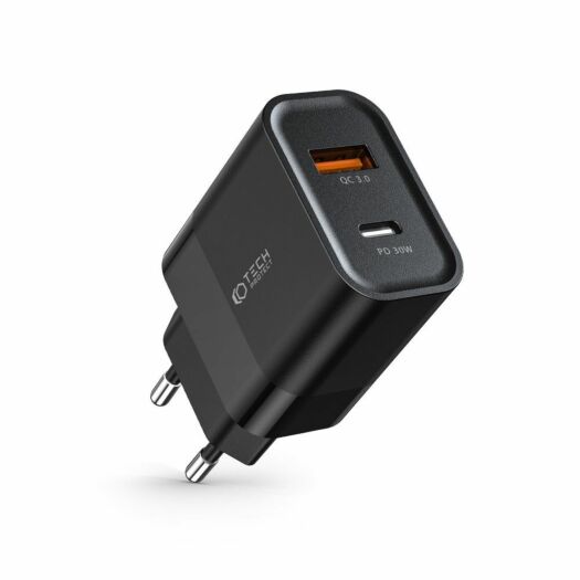 Мережевий зарядний пристрій-адаптер Tech-Protect C30W 2-port PD30/QC3.0 Black (9589046926808) 9589046926808-arm
