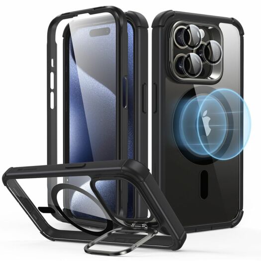 Чохол ESR Armor Tough with Stash Stand (Halolock) до iPhone 15 Pro Clear Black (1A6780102) 1A6780102-esr